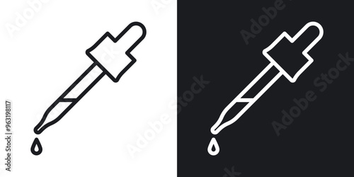 Dropper pipette line icons in black and white