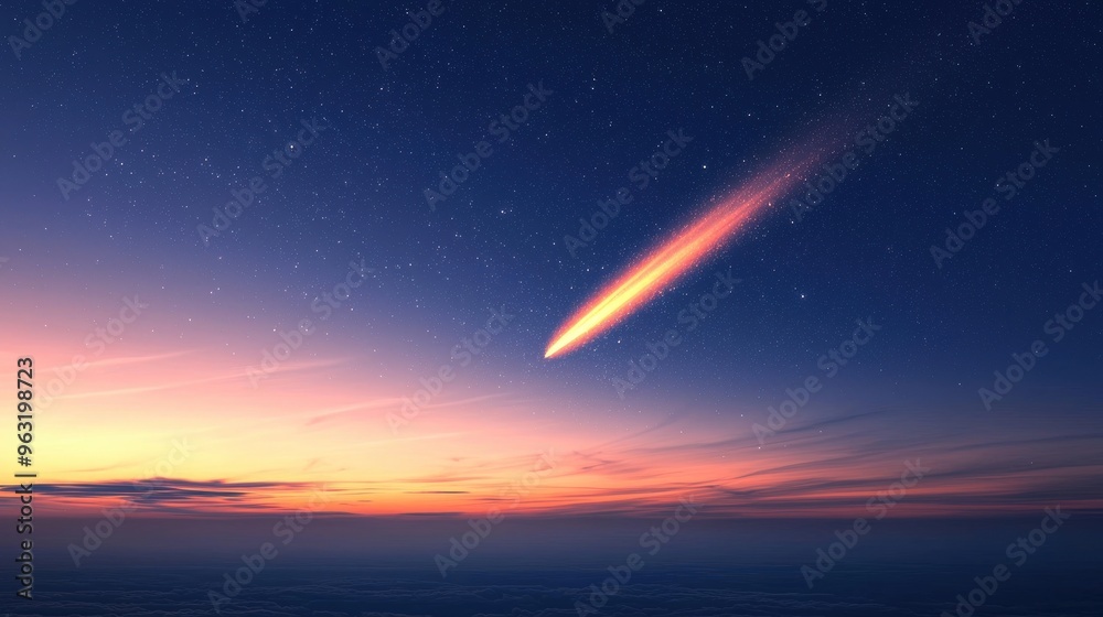 Fototapeta premium Meteor Shower over Clouds.