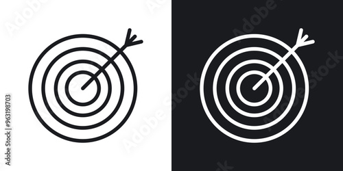 Goal setting line icons in black and white