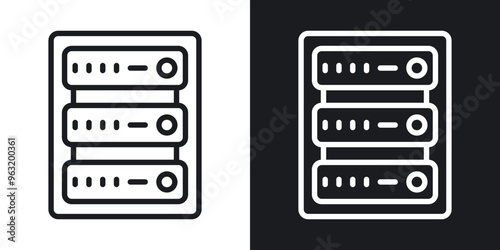 Server rack line icons in black and white