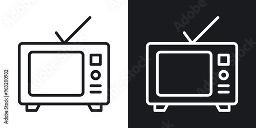 TV line icons in black and white