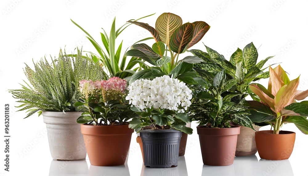 Full Depth of Field in Clipping Path for Flowering Houseplants - Flowering plants isolated w Full Depth of Field in Clipping Path for Flowering Houseplants - Flowering plants isolated w