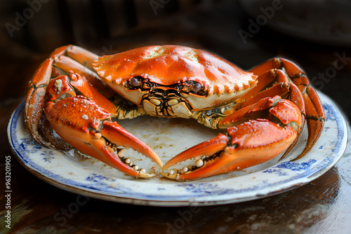 View of cooking Maryland crab on a plate photo