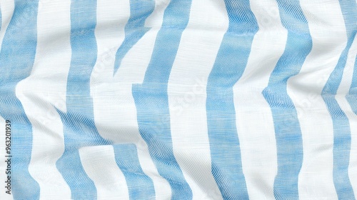 Wrinkled light blue and white striped fabric texture