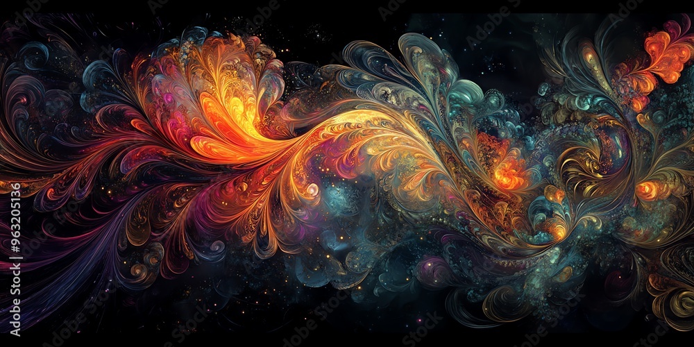 Abstract swirling nebula with vibrant colours. Abstract swirling nebula with vibrant colours.