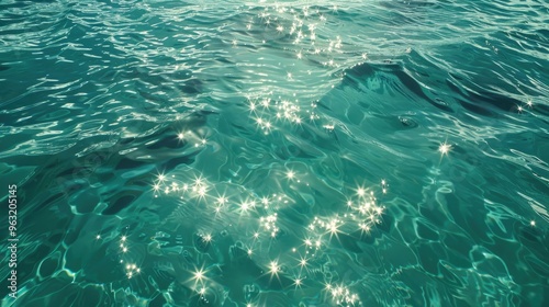 Shimmering ocean with turquoise water on sunny day in tropical summer