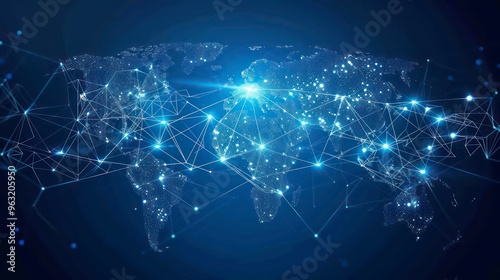 world artificial intelligence digital network with a dark blue background 