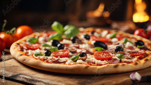 Close-up of a Mouthwatering Pizza with Fresh Ingredients