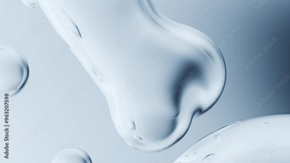Animation of liquid bubbles. Chaotic movement of liquid molecules on a blue background. Animation for cosmetics, oils, drinks, medicine, science. Liquid metal molecules Animation of liquid bubbles. Chaotic movement of liquid molecules on a blue background. Animation for cosmetics, oils, drinks, medicine, science. Liquid metal molecules