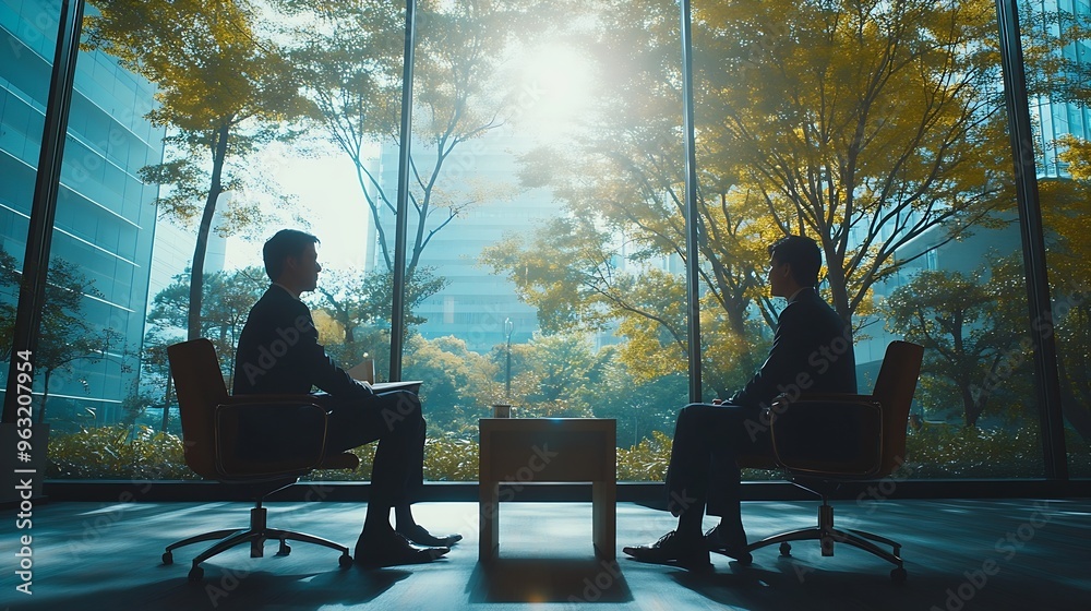 custom made wallpaper toronto digitalTwo business adviser meeting to analyze and discuss the situation on the financial report in the meeting room : Generative AI