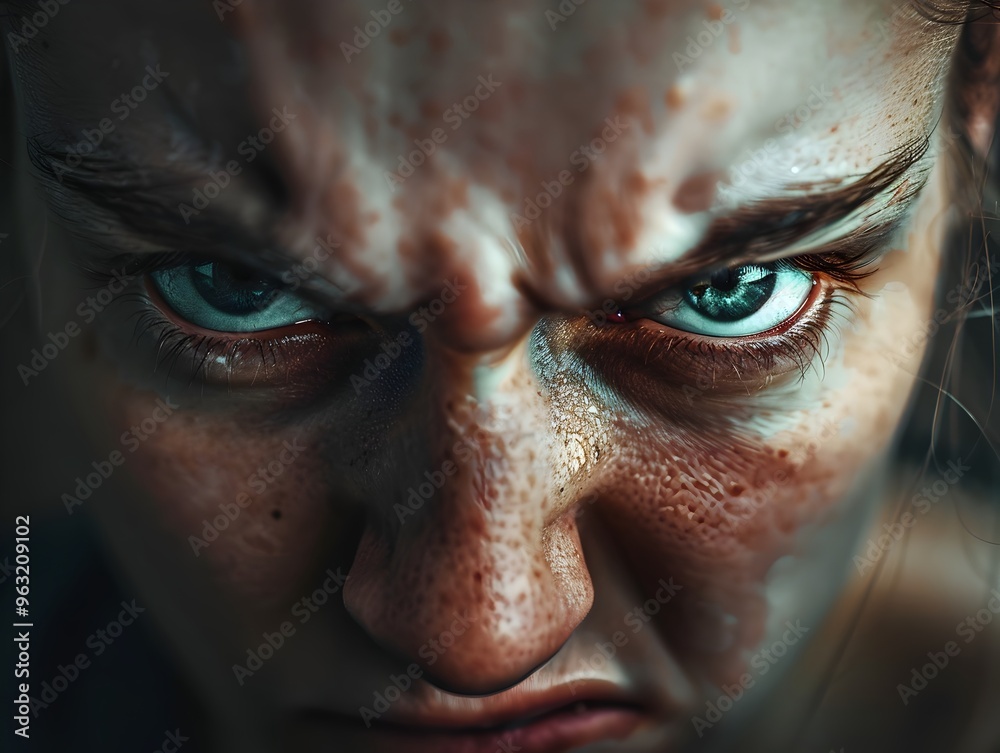Intense and Emotional Male Portrait with Clenched Jaw and Powerful Gaze Intense and Emotional Male Portrait with Clenched Jaw and Powerful Gaze
