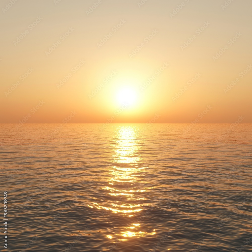 Fototapeta premium Golden Sunset Over Calm Sea.