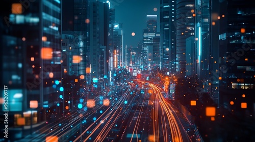 Smart city and intelligent communication network of things wireless connection technologies concept : Generative AI