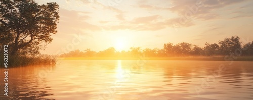 Golden Sunset Over River.