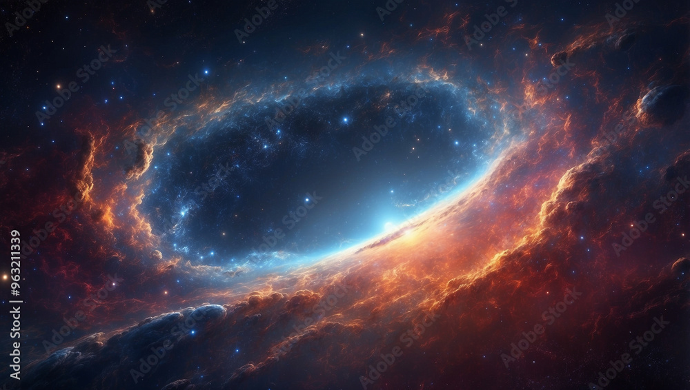 Fototapeta premium Illustration of a Space Cosmic Background with a Supernova