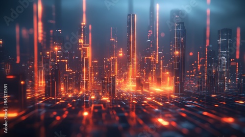 Wallpaper Mural Imaginative visual of smart digital city with globalization abstract graphic showing connection network  Concept of future 5G smart wireless digital city and social media networking sy : Generative AI Torontodigital.ca