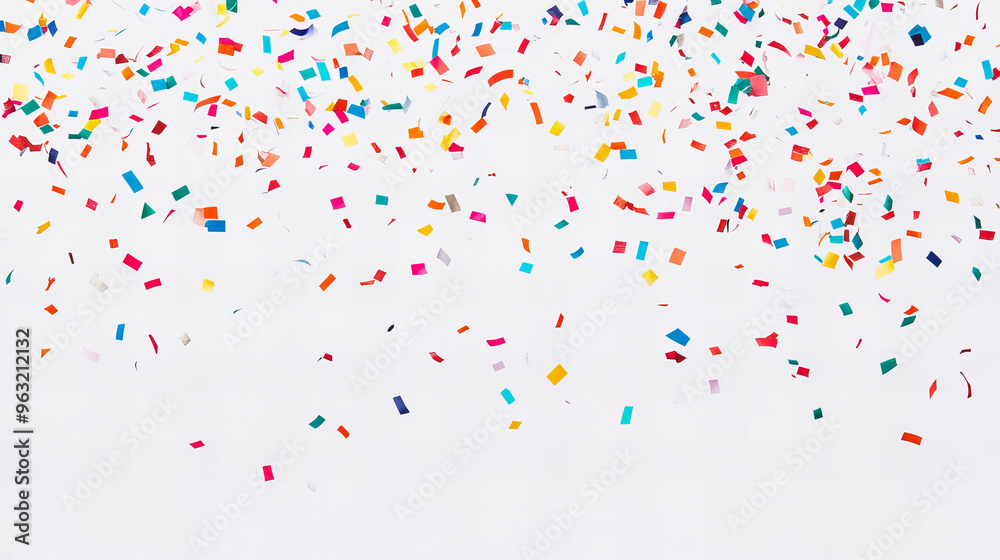 A colorful explosion of confetti is falling from the sky. The confetti is in various colors and sizes, creating a festive and celebratory atmosphere. The scene is likely from a party or event A colorful explosion of confetti is falling from the sky. The confetti is in various colors and sizes, creating a festive and celebratory atmosphere. The scene is likely from a party or event