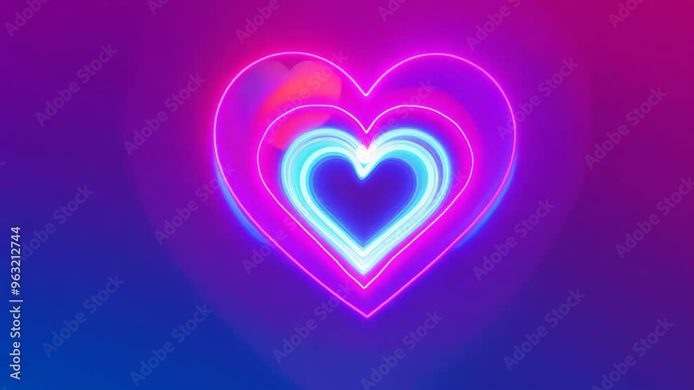 glowing neon heart with a purple and pink pulse wave, symbolizing love, energy, and vitality, set against a dark background glowing neon heart with a purple and pink pulse wave, symbolizing love, energy, and vitality, set against a dark background
