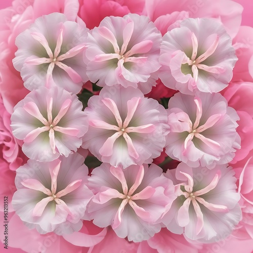 Top view of beautiful tender blooming eustoma flowers isolated on pink background