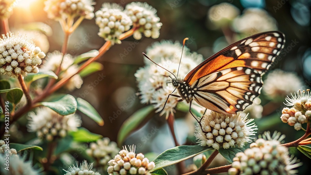 Fototapeta premium a beautiful butterfly on blooming flowers
