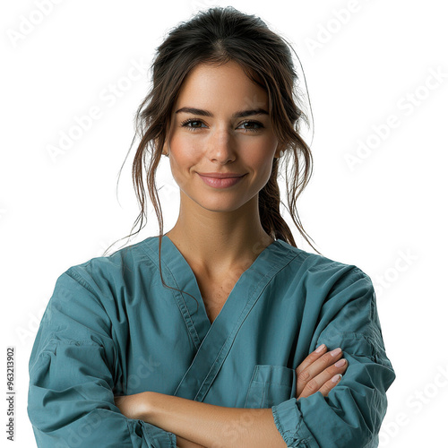 Obraz na płótnie Thoracic Surgeon woman isolated on a transparent background png file no background - pretty female model portrait png file w salonie