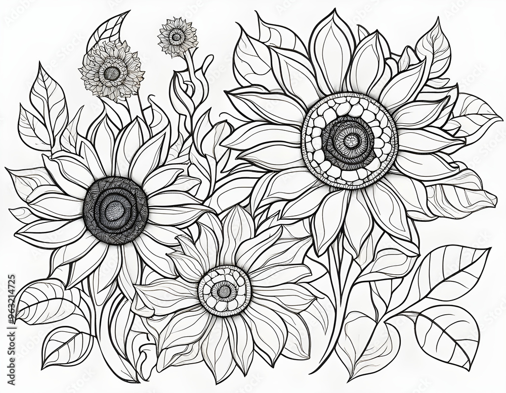 Hand drawn black and white animal and plant pattern background Hand drawn black and white animal and plant pattern background