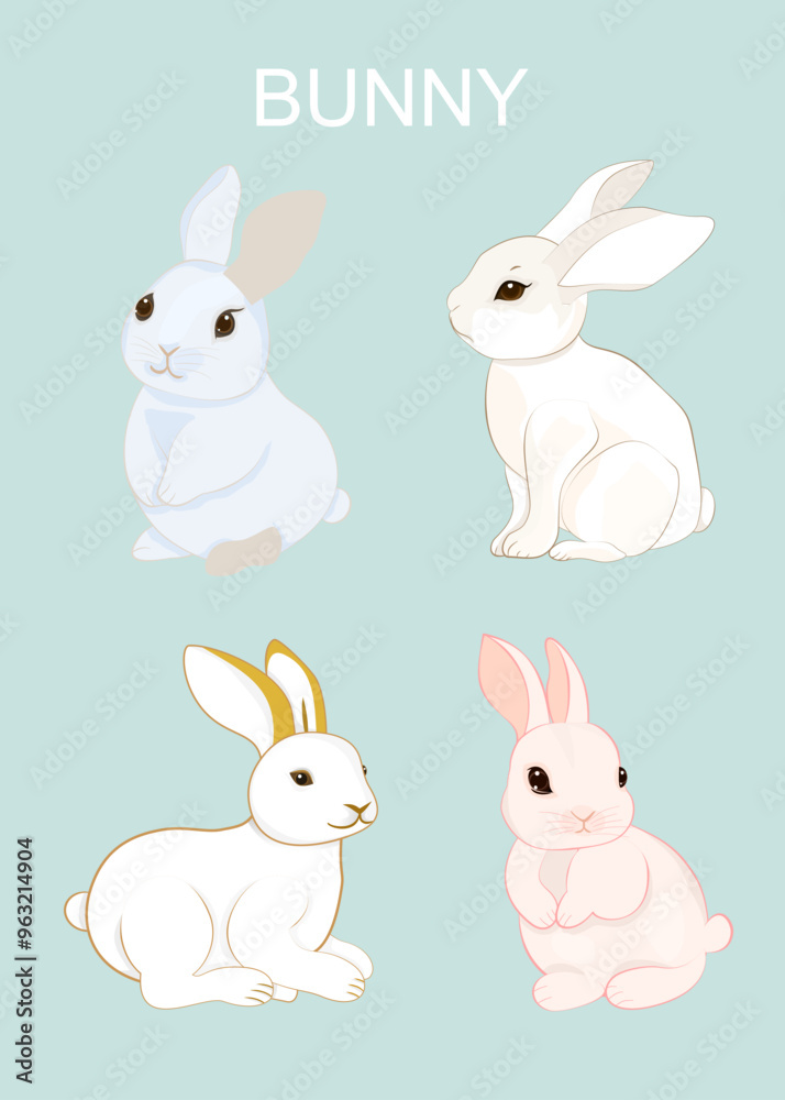 Cute bunny hand drawing Vector set illustration Cute bunny hand drawing Vector set illustration