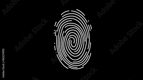 Minimalist fingerprint illustration with a digital lock overlay symbolizing privacy and security