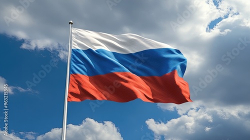 Waving Russian Flag in Blue Sky with White Clouds Free Download Waving Russian Flag in Blue Sky with White Clouds - GFXLoad