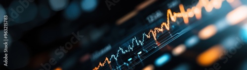 Wallpaper Mural Dynamic Financial Stock Market Chart with Glowing Lines and Data Points on a Dark Background Torontodigital.ca