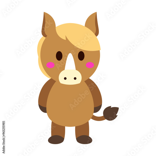 Animals cartoon. Horse animals cartoon. Digital art illustration.