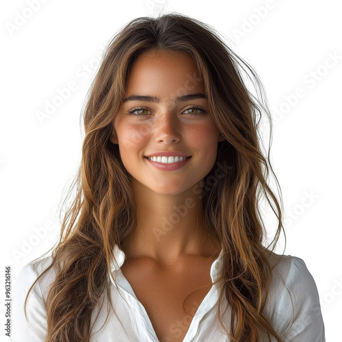 Obraz na płótnie Translator woman isolated on a transparent background png file no background - pretty female model portrait png file w salonie