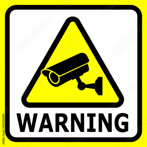 cc tv security camera sign for safety, security, privacy, protection concept. cc tv camera warning sign for shopping mall, shop, construction site, office etc	