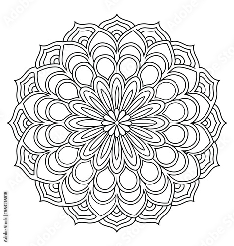 Black and White Outline Coloring Page of Mandala. Mandalas Circular Pattern With Intricate Details Outline Vector