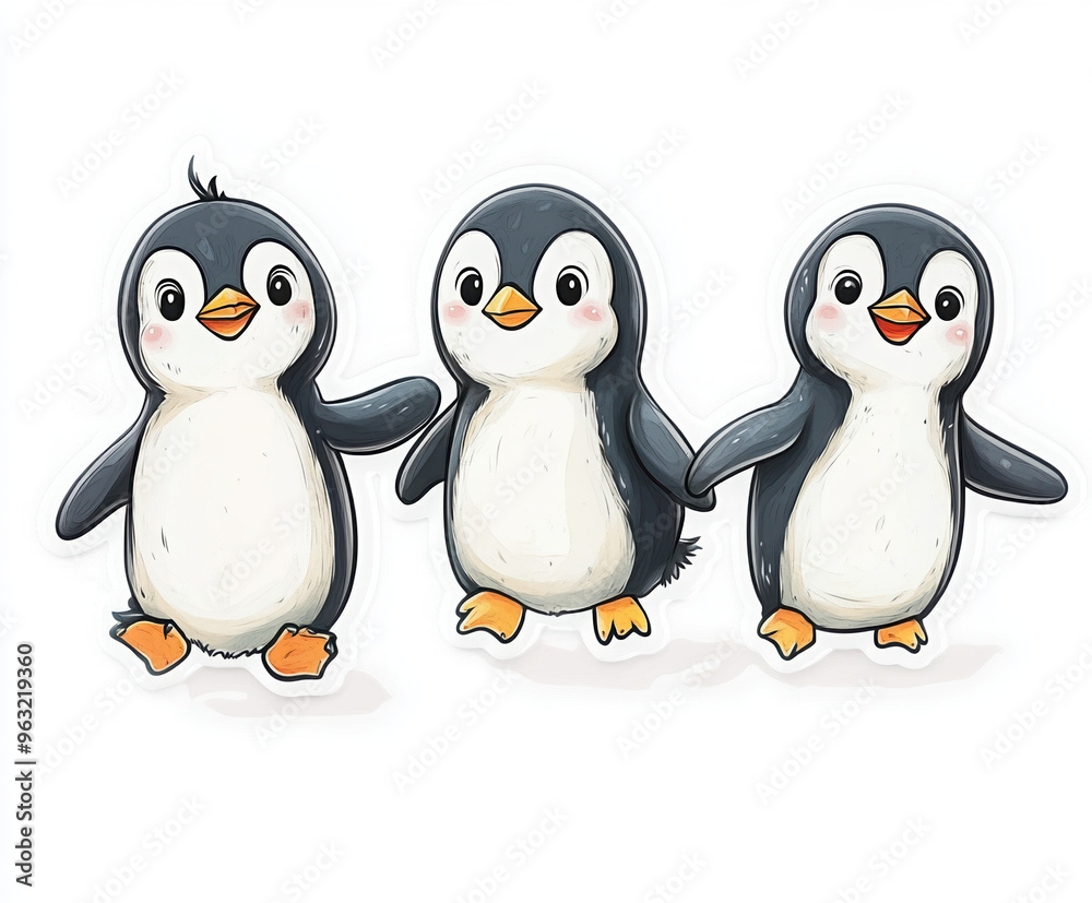Fototapeta premium penguin cute penguin baby penguin cartoon penguin character design animal illustration fluffy penguins playful penguins arctic animals wildlife art 