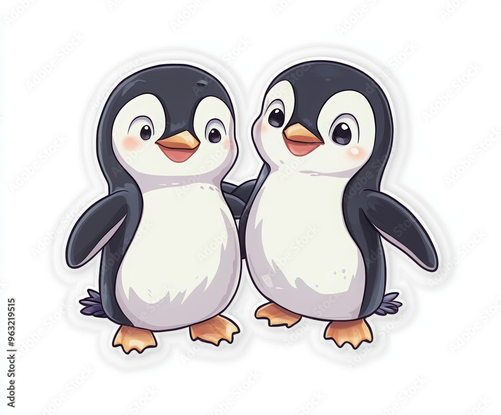 Fototapeta premium penguin cute penguin animal illustration cartoon penguin baby penguin kawaii animal wildlife art adorable bird cartoon character penguin stickers