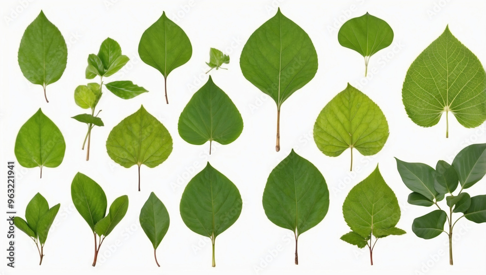 Set of Green Leaves from Javanese Treebine Isolated Set of Green Leaves from Javanese Treebine Isolated