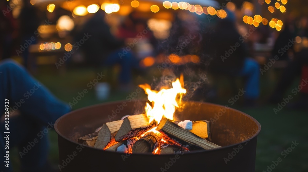 cozy_gathering_around_a_fire_pit at autumn festival, autumn market, 