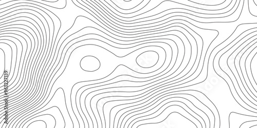 Abstract background with topographic contours map and black color geographic line map .white wave paper curved reliefs abstract background .vector illustration of topographic line contour map design .