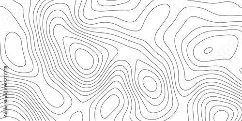 Abstract background with topographic contours map and black color geographic line map .white wave paper curved reliefs abstract background .vector illustration of topographic line contour map design .