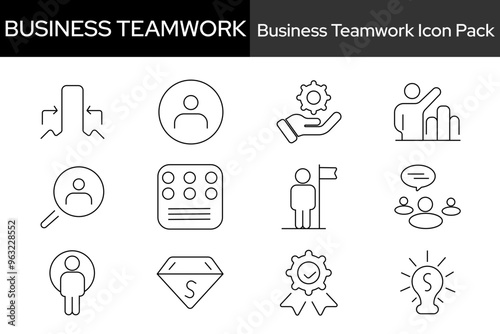 set of line business teamwork icons. that is available for your project.