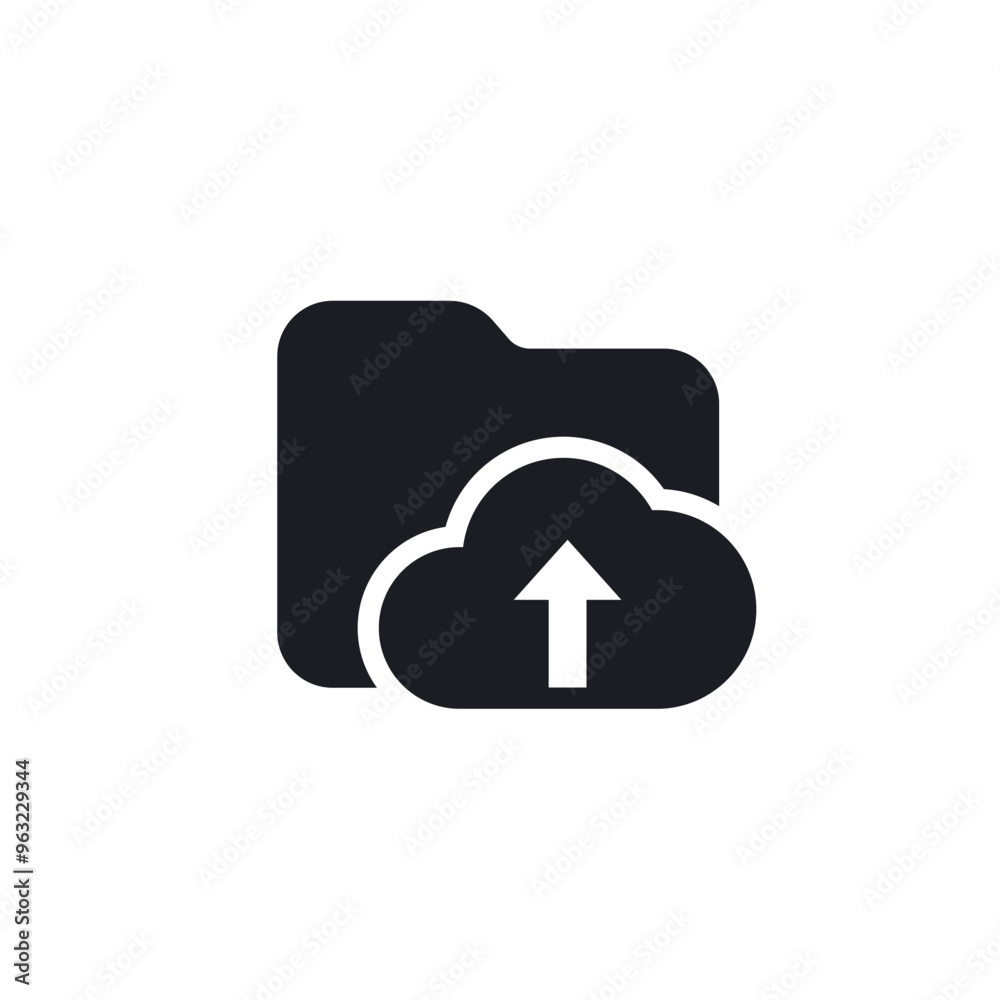 cloud folder, upload icon, pictogram on white cloud folder, upload icon, pictogram on white