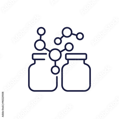 bottles of chemicals icon, line vector