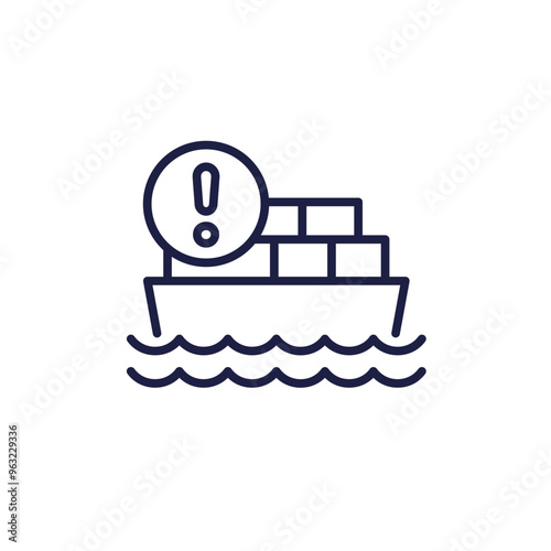 cargo ship, shipment delay line icon