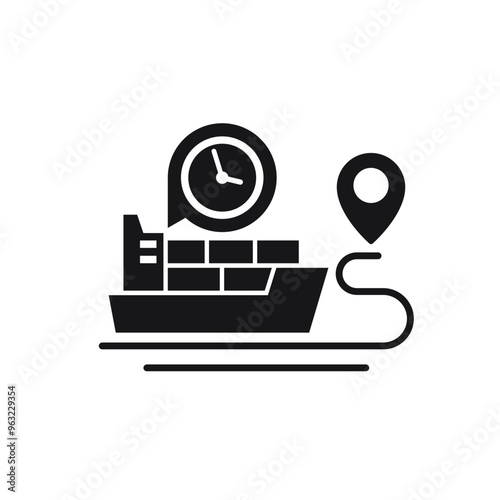 cargo ship icon, freight shipping transit time vector