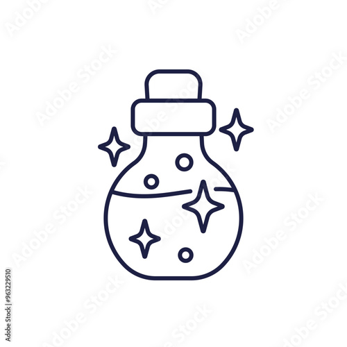 Magic potion bottle icon, line vector