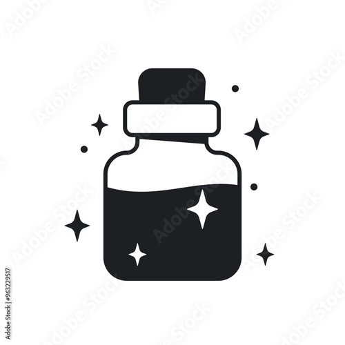 Magic potion bottle, elixir vector illustration