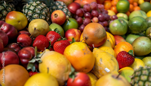 Assortment of juicy fruits background