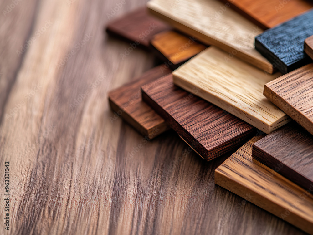 A collection of diverse wooden samples showcasing various textures and colors, perfect for design inspiration and craftsmanship. A collection of diverse wooden samples showcasing various textures and colors, perfect for design inspiration and craftsmanship.