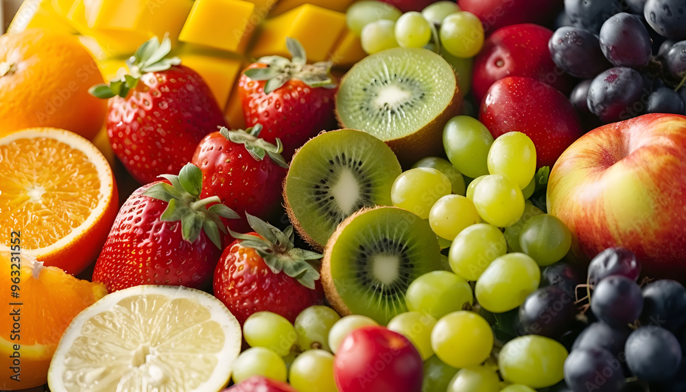Assortment of juicy fruits background Assortment of juicy fruits background